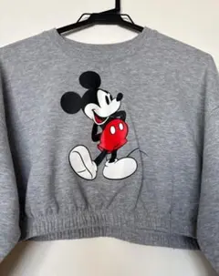 ディズニーミッキーマウス クロップドスウェット グレー