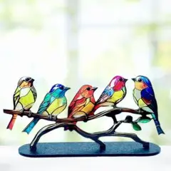 サンキャッチャー 鳥 インテリア ステンドグラス風　オーナメント ハチドリ　置物