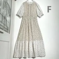 Raycassin 花柄ロングフレアワンピース　S M L F パフスリーブ