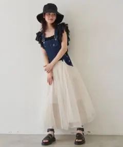 【新品】ラベルエチュード・デニムサロペットロングドレス 期間限定出品！