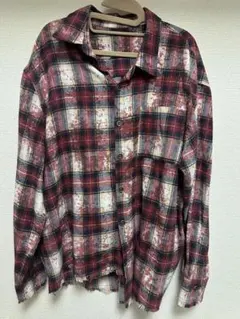 チェック柄 長袖シャツ 赤黒