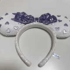 ディズニー カチューシャ 紫 パープル スパンコール ミニー