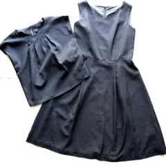 美品アーヴェヴェ S リネン調 半袖ブラウス ワンピース 夏セットアップ 黒