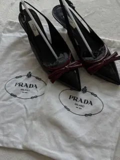 PRADA ポインテッドトゥ ミュール ブラック/バーガンディのサムネイル