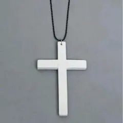 十字架　ホワイト　木製　ロングネックレス【匿名配送】