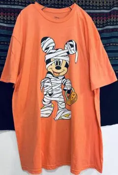 ディズニー ミッキーマウス ハロウィンミイラTシャツ サーモンピンク XL 古着のサムネイル