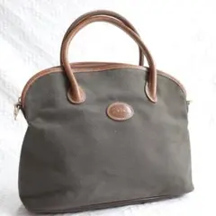 ロンシャン Longchamp ヴィンテージ　ハンドバッグ　キャンバス　ドーム型