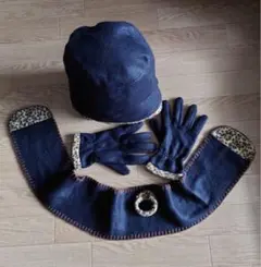 フリース帽子、手袋、マフラー、マフラー留めセット