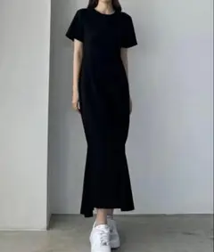 Louere ルエレ ストレッチカットワンピース マーメイドワンピース　ブラック