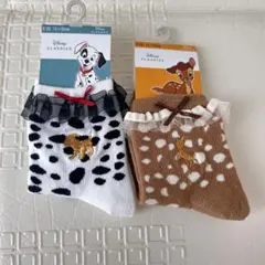 【新品】101匹わんちゃん & バンビ　キッズ レース付きソックス 2足セット