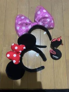 ミニーマウス カチューシャ、ヘアピンセット