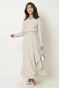 アプワイザーリッシェ 5分袖カシュクールラッフルシャツワンピース
