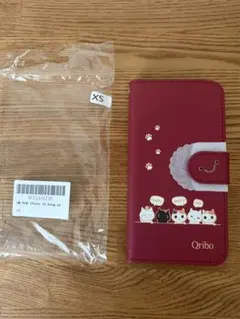 新品未使用　iPhone XS 手帳型ケース レッド 猫柄のサムネイル