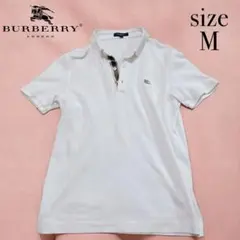 バーバリーロンドン 半袖ポロシャツ レディース M 白 日本製