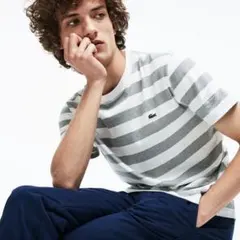 LACOSTE ボーダー コットンジャージー クルーネック Tシャツ 3