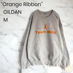 GILDAN オレンジリボン スウェット M ライトベージュ アメリカ古着