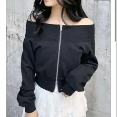 INGNI オフショルダー ジップアップスウェットトップス