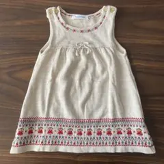 【familiar】ファミリア刺繍 ノースリーブニットベスト　80cm