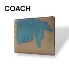 【美品】COACH バスキア コラボ 二つ折り財布 ベージュ R504-2