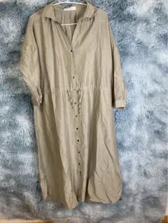 アーバンリサーチ シルク混 ロングシャツワンピース ベージュ 長袖