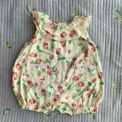 ベビー　ロンパース　フルーツ柄　イエロー　70cm