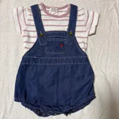 POLObabyストライプTシャツ&デニムオーバーオール