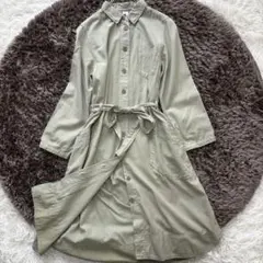 MHL.✨シャツワンピース　フレア　ベルト　パステルカラー　春コーデ　前開き