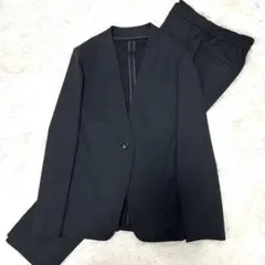 春夏【未使用タグ付☆洗える】接触冷感 パジャマスーツ セットアップ ブラックSのサムネイル