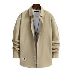 メンズ シャツ ベージュ XXL 長袖 春夏 ボタンダウン 無地 オシャレ 綿