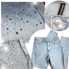 CALZEDONIAラインストーンデニムスーパーストレッチデニムレギンススキニーのサムネイル