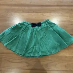 緑色フレアスカパン リボン付き スカート 短パン