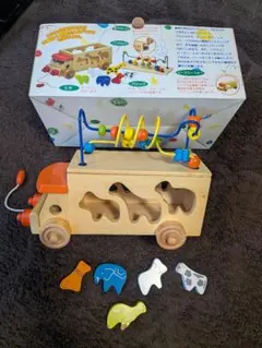 中古　アニマルビーズバス 木製 知育玩具