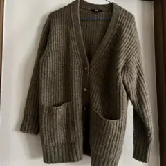 ユニクロ　リブ編みカーディガン M オリーブグリーン
