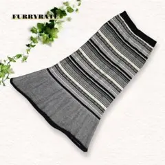 美品❗️マーメイド❗️【ファーリーレート】綿100%ボーダーニットスカートF