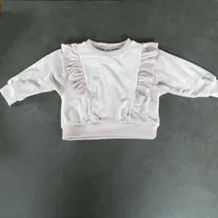 フリル付きピンクトレーナー　ベロア　90 新品