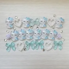 キティちゃん 水色ネイルパーツ デコパーツ 10個セット おまけ付き