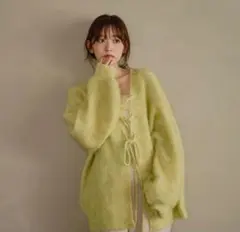 mideal 2way mix color laceup cardigan