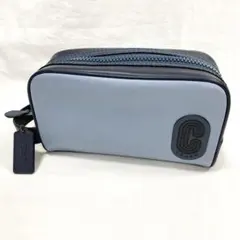 美品✨COACH スモール トラベル キット セカンドバッグ ネイビー レザー