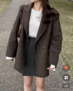 【お値下げ】ブラウン テーラードジャケット ウール混紡　nugu