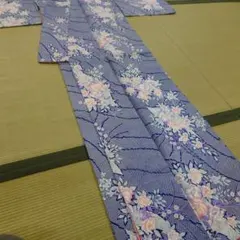 別誂小紋化合繊袷未使用しつけ付き創作品