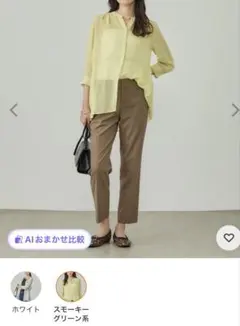 INDIVI シアードット切り替えブラウス　38のサムネイル