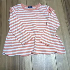 Moujonjon★ オレンジと白のストライプ長袖トップス