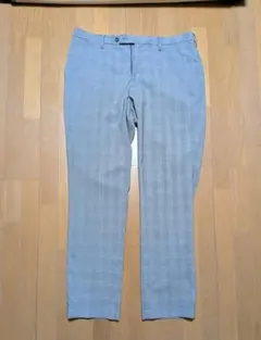 ユニクロ　グレー チェック柄 スリムフィットパンツ