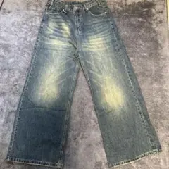 メンズ ワイドデニムパンツ ウォッシュ加工のサムネイル