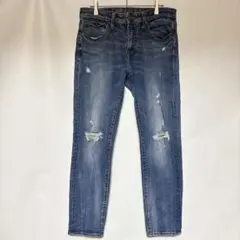 アメリカンイーグル デニムパンツ スキニー 青 紺 綿 デイリー|mercari 
