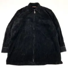 【値下】vintage ジップアップ　コーデュロイ　シャツ　ジャケット　ブラック
