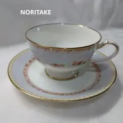 Noritake 花柄カップ・ソーサー　ラベンダー色　日本製　匿名配送　擦れあり