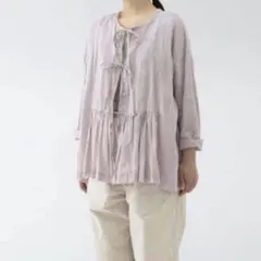 【nest Robe】ネストローブ リネン 2WAY リボンブラウス ピンク