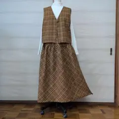 着物リメイク　ベストとスカートのセットアップ