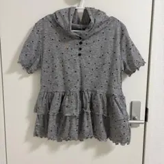 Lulu Amour グレー 半袖 フード ドット しまむら